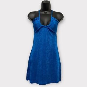 Peppermayo Blue Halter Top Criss Cross Golden Girl Mini Dress Size 6